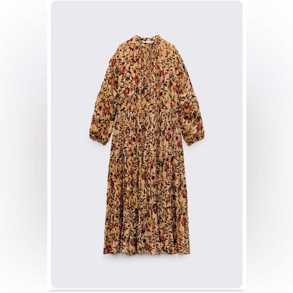 Zara NWOT Boho print midi dress - Perfect for Fall